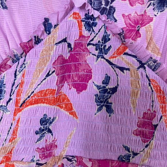 Diane Von Furstenberg Dress Womens Large Nala Flare Pink Floral Smocked Cottage - Picture 9 of 11